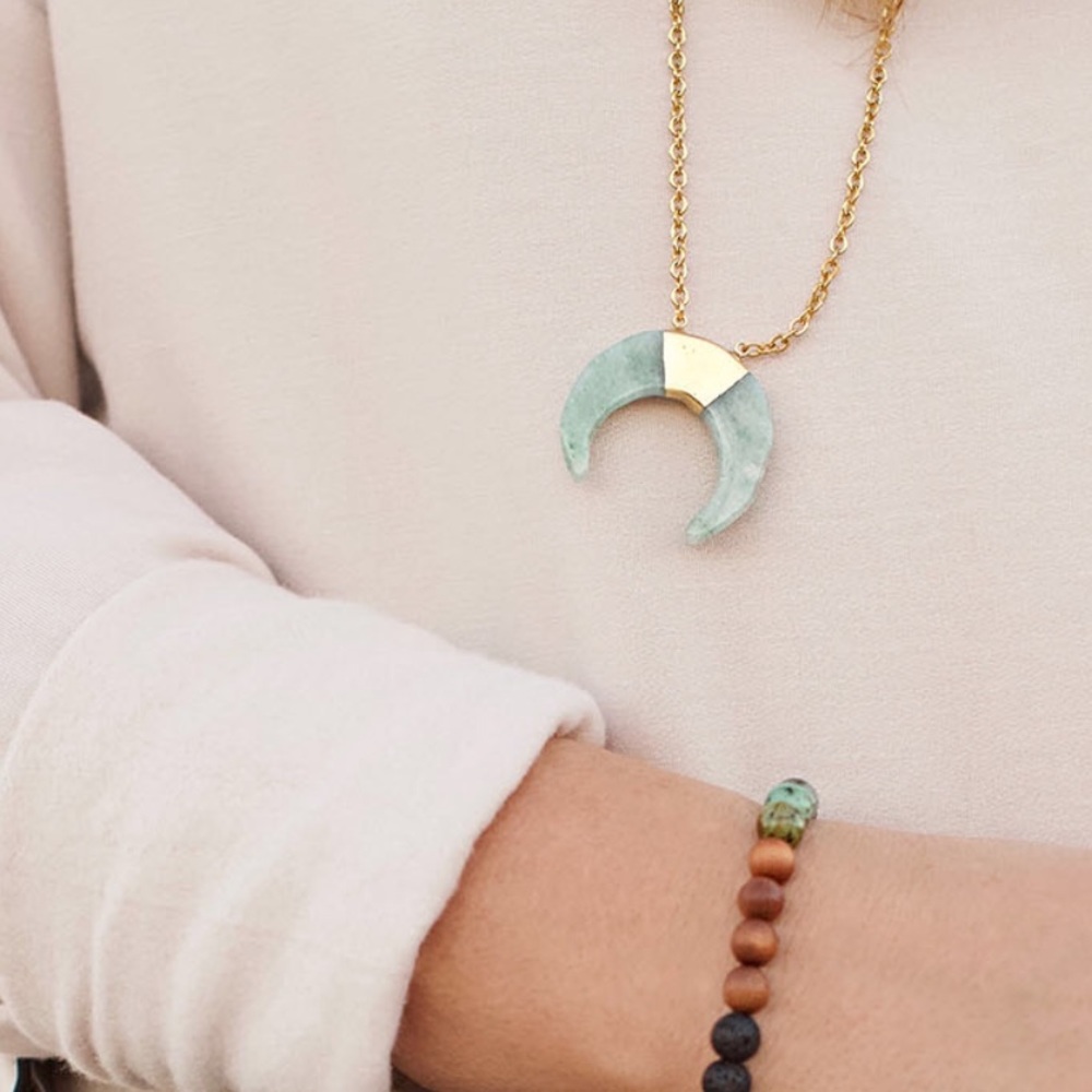 Jade Crescent Essential Oil Diffuser Necklace. - image 7